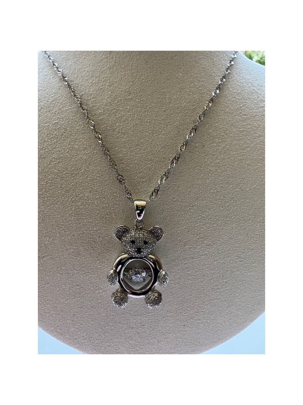 Women's Unbranded Silver Teddy Bear Pendant Necklace 23in